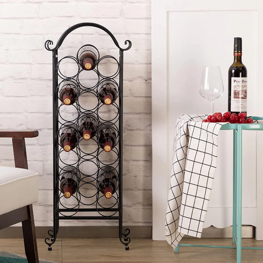 Bottles Metal Wine Rack Free Standing Floor, Wine Bottle Storage Display Rack, Wine Racks Suitable For Small Spaces, Black
