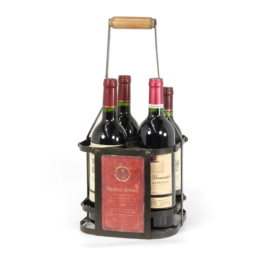 Illiopolis 4 Bottle Tabletop Wine Bottle Rack in Black/Brown