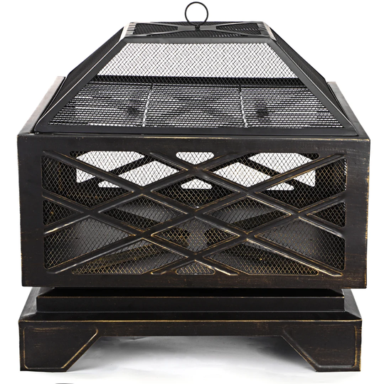 Noranda 63cm H x 66cm W Iron Outdoor Fire Pit with Lid