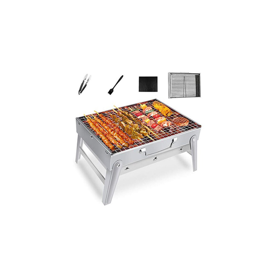 Gifort Barbecue Grill, Portable Barbecue Grill BBQ Charcoal Grill Stainless Steel Barbecue Grill Foldable Table Coal Garden Travel Camping Foldin