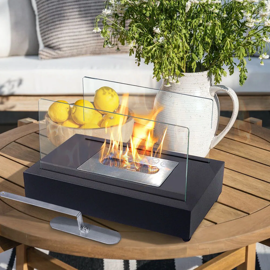 Chava Metal Bio-Ethanol Outdoor Tabletop Fireplace with Flame Guard