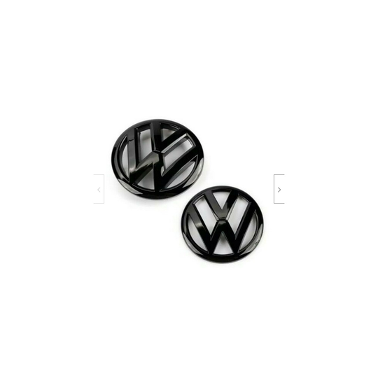 Gloss Black Front Grill & Rear Badge Emblem Set For VW Volkwagen Polo 6C MK5 2014-2017