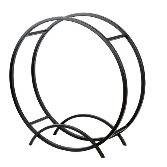 NIRI Round Log Rack In Black Steel With Feet Diameter 80 Cm