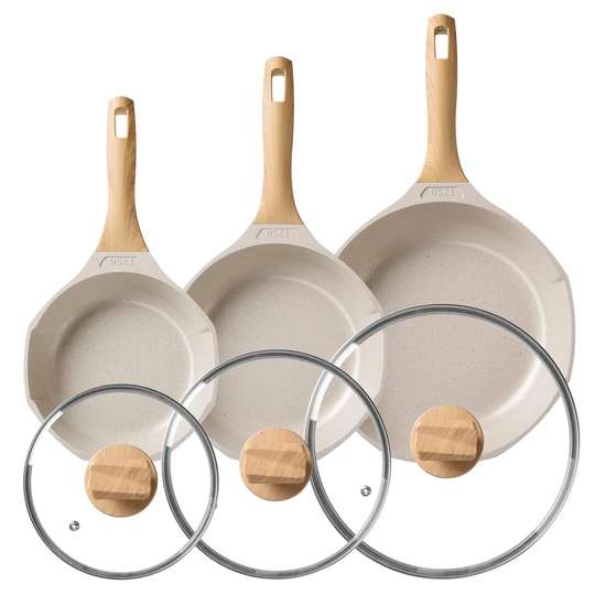 Belfry Kitchen 3 Piece Ceramic Non Stick Cookware Set