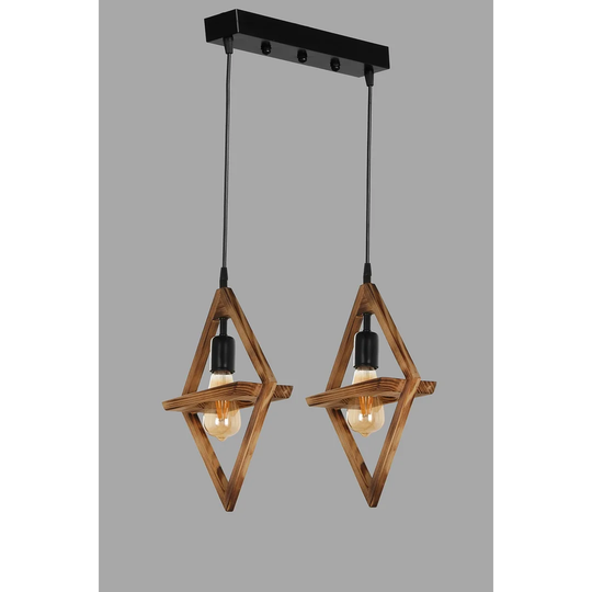 Zahraa 2 - Light Kitchen Island Geometric Pendant with Wood Accents