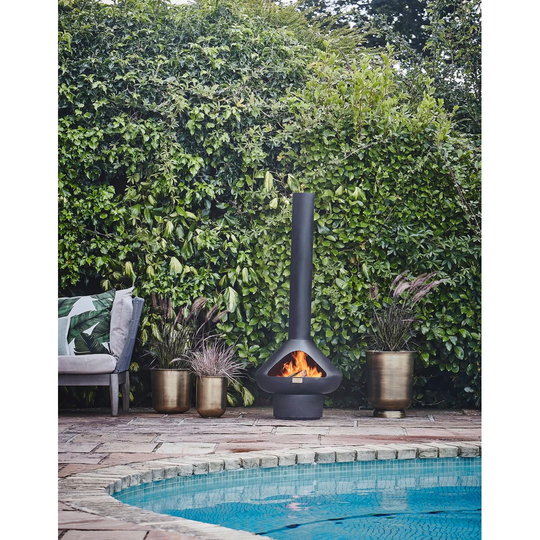 Outdoor Fornax Fireplace In Matt Black H132CM W52CM