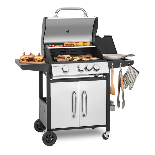 60cm Tomahawk 3 Burner Portable Propane Barbecue Grill