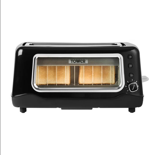 Long Slot Glass 2 Slice Toaster