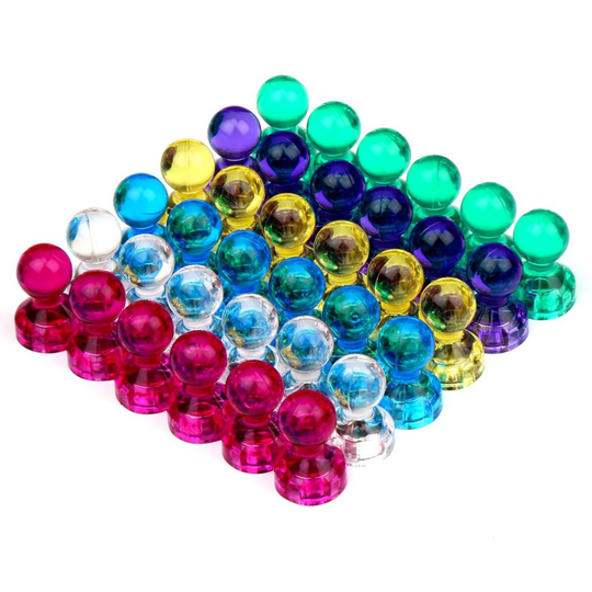 H&S 36 Fridge Magnets Whiteboard Magnets Strong Magnetic Push Pins for Whiteboard Noticeboard Refrigerator Map Assorted Colour