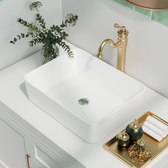 Ally 475mm x 375mm White Ceramic Rectangular Countertop Basin Bathroom Sink