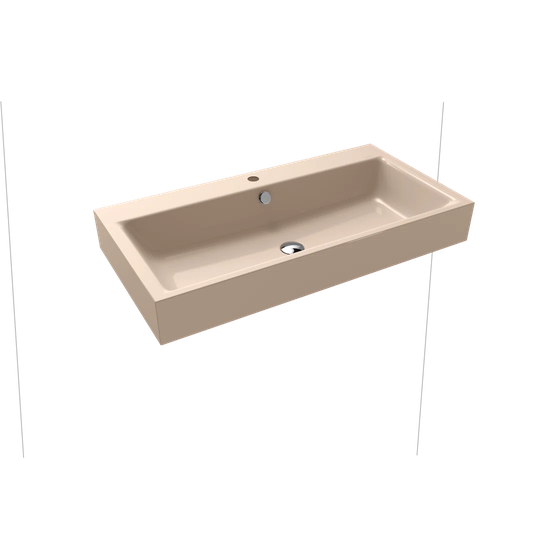 Bahama Beige Metal Rectangular Wall Hung Basin Bathroom Sink with Overflow