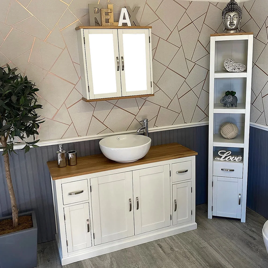 Anguiano Solid Beech 1230mm Free-standing Single Vanity Unit