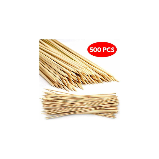 500 Natural Mini Bamboo Wooden Skewers 15 cm - Barbecue Grill Sticks for Party Appetizers, Kebabs, BBQs, Fruits, Chocolate Fondues - Premium...