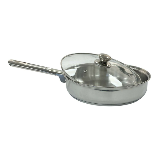 Zodiac Ultra Fry Pan Stainless Steel Professional Kitchen Pot & Glass Lid 4.5L