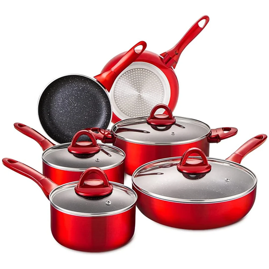 Belfry Kitchen Waithman 10 Pieces Aluminium Non Stick Cookware Set