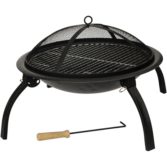 Bulle 40Cm H x 58Cm W Steel Wood Burning Outdoor Fire Pit with Lid