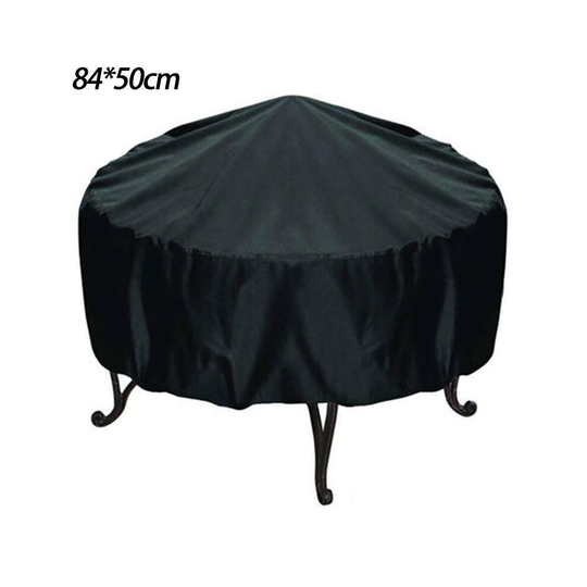 (84 x 50 CM) Fire Pit Cover Heavy Duty Round Waterproof UV Resistant Patio Outdoor Garden