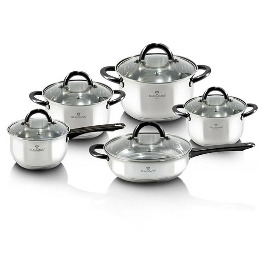 Blaumann 10 Piece Stainless Steel Non Stick Cookware Set