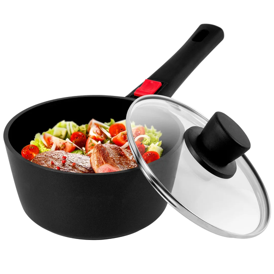 Cast Aluminum Non-Stick Saucepan With Lid - 18Cm / 1.8L - Induction Pan For Simmering Pasta, Boiling Milk, Cooking Vegetables And More