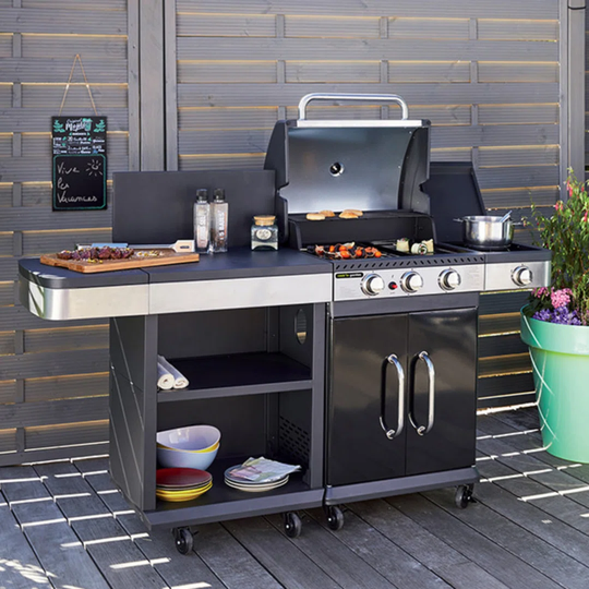 Gas Barbecue - Grill/Plancha - FIDGI 3 + Trolley
