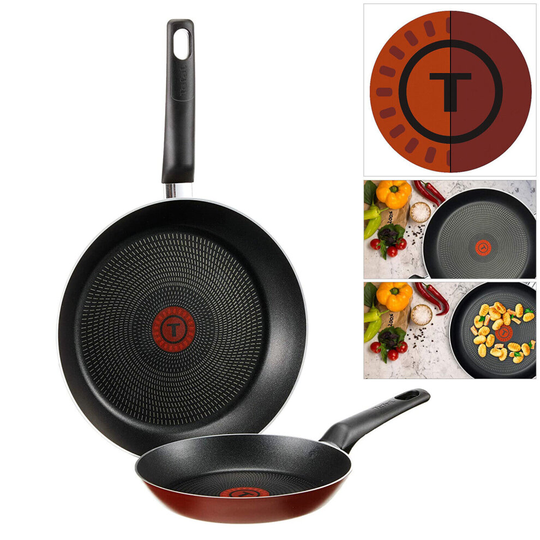 Tefal Frying Pan Set Aluminium Non-Stick Thermo 20cm 26cm Red B4269042