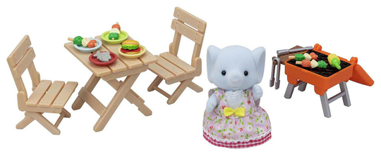 Sylvanian Families BBQ Picnic Set Elephant Girl - 2inch/6cm