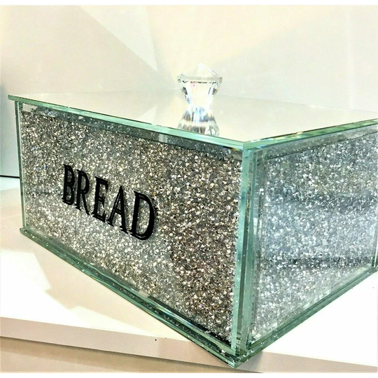 Tinsley Crushed Diamond Crystal Mirrored Bread Bin