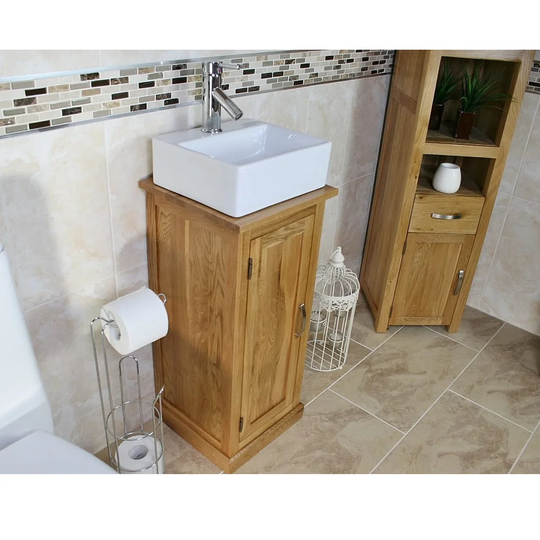 Craighead Compact Solid Oak 350mm Free-Standing Vanity Unit