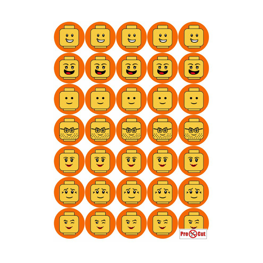 35 x Minifigure Faces Cupcake Toppers