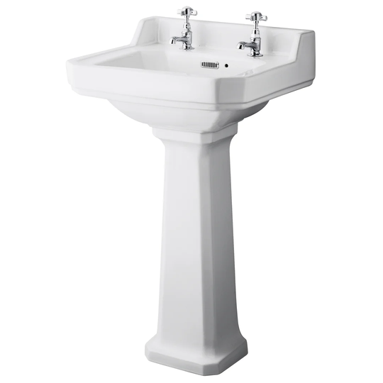 Vitreous China Rectangular 500mm Full Pedestal Basin