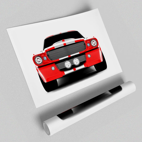 Mustang Front Grill Transport - Graphic Art Print on Paper