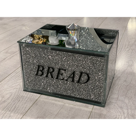 Todd Crushed Diamond Crystal Mirrored Bread Bin