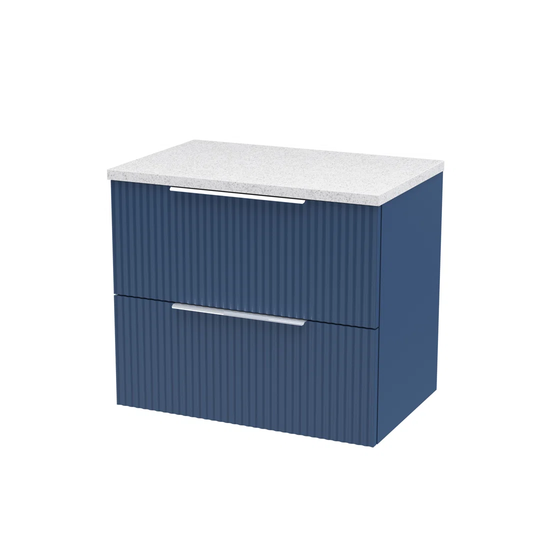 600Mm Wall Hung 2-Drawer Vanity in Blue