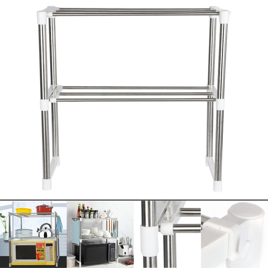 2 Tiers Metal Storage Shelf Stand Microwave Shelf Organiser