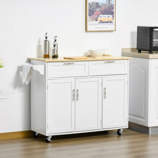 Raglesville 121Cm Kitchen Island with Locking Wheels