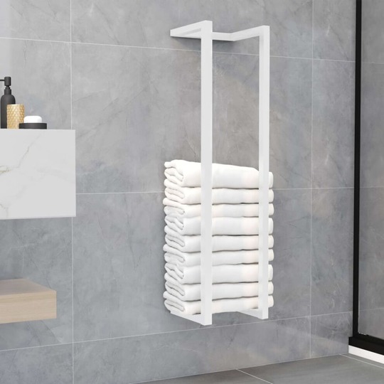 vidaXL Towel Rack White Steel Home Bathroom Storage Rack Towel Holder Hanger