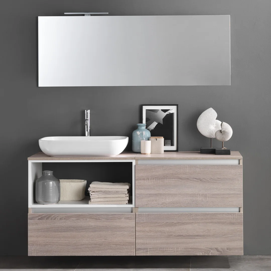 Tuvalu 4-Piece Bathroom Furniture Set with Mirror and Tap