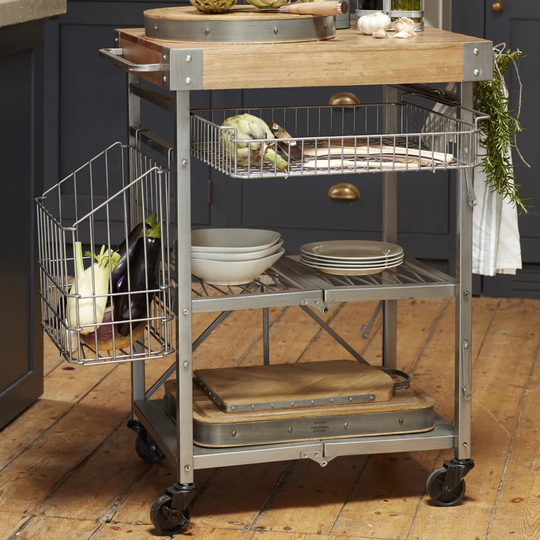 Kitchencraft Industrial Kitchen 81Cm Ceiling Mounted Pot Rack, 81X40x33cm, Gift Boxed Kitchencraft Industrial Kitchen Wire And Mango Wood Kitchen Trol