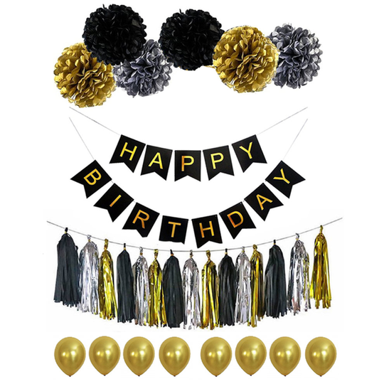 (3) Birthday Party Decoration Sets Bunting Banner Balloons, Pom Pom, Glitter Mermaid Hat, Cupcake Toppers, Paper Tassel, Hanging Swirl, Party Decor, E