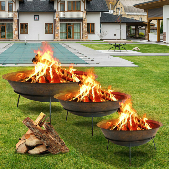 (120) Rust Mild Steel Fire Bowl Camping Fire Pit Best