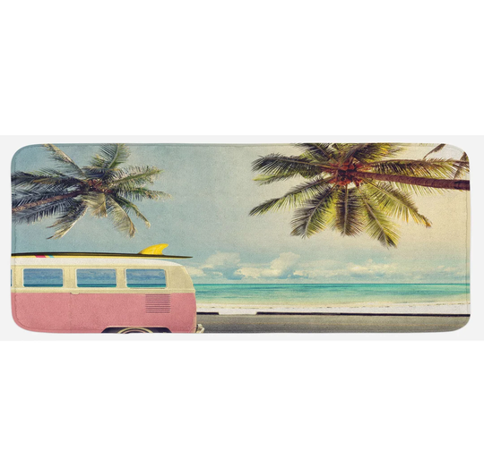 Renfield Surf Retro Minivan on Beach Kitchen Mat