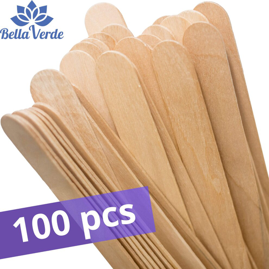 Applicator Sticks - Wooden Waxing Spatulas - Large - 100 count - Hair removal - For Men - Women - Brazilian Eyebrow Home Body Waxing - Prime
