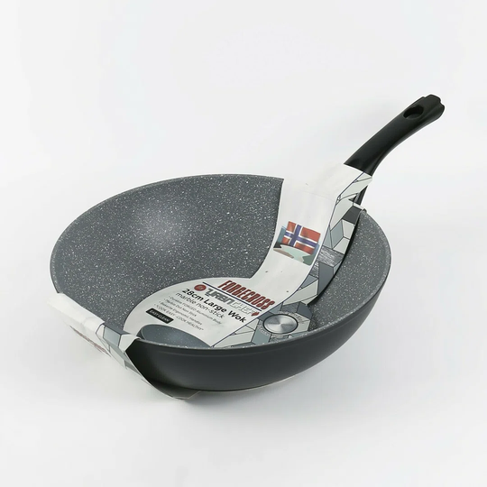 28Cm FORGECROSS Black Marble Forged Aluminium Large Wok [514863]