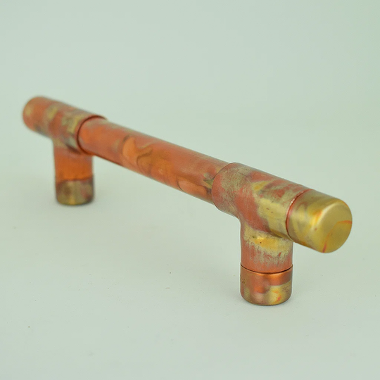 Copper Pull Handle - Marbled / High Polish Mix (T-Shaped)