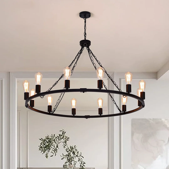 12-Light Wagon Wheel Chandelier