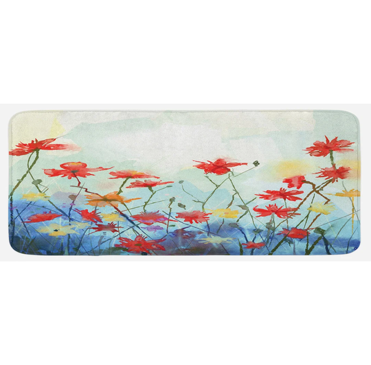 Amiya Flower Composition of Plants Kitchen Mat