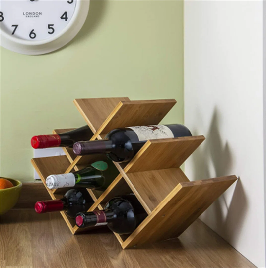 Edber 8 Bottle Solid Wood Tabletop Wine Bottle Rack in Brown