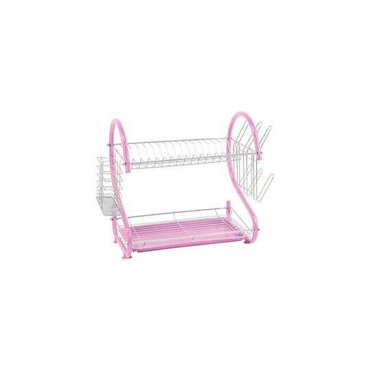 Durane 2 Tier Dish Drainer With Glass Holder & Drip Tray (Pink)