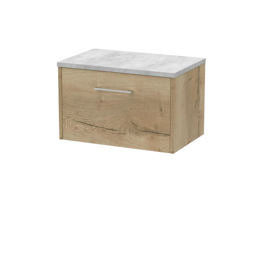 60.5Cm Wall Mounted Single Bathroom Vanity Base Only in Autumn Oak/White