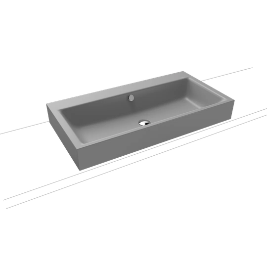 Cold Grey Metal Rectangular Countertop Basin Bathroom Sink with Overflow